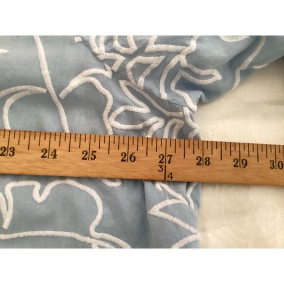 J Jill Embroidered Tie-Sleeve Top 3X lightweight blue - Picture 6 of 8